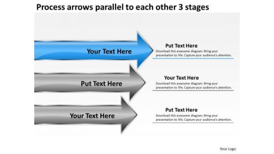Process Arrows Parallel To Each Other 3 Stages Business Plan For Bakery PowerPoint Slides