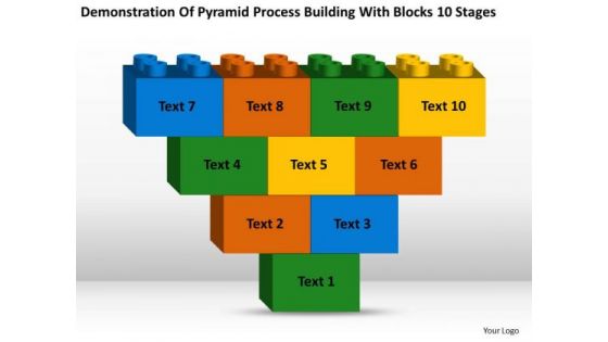 Process Building With Blocks 10 Stages Ppt Microsoft Business Plan Software PowerPoint Slides