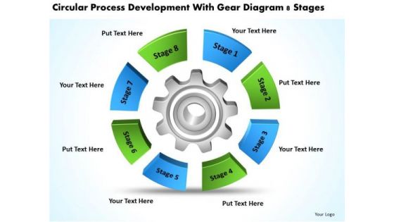 Process Development With Gear Diagram 8 Stages Business Plans PowerPoint Slides