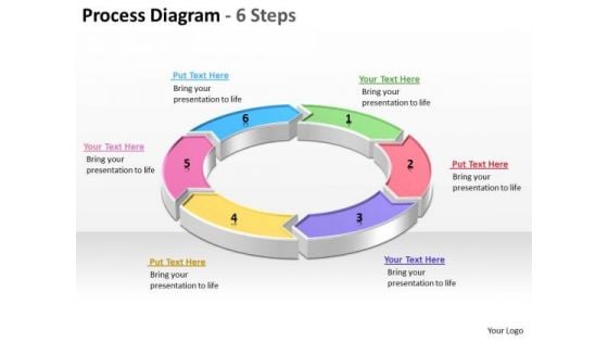 Process Diagram With 6 Steps Editable PowerPoint Templates