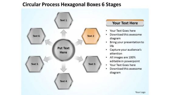 Process Hexagonal Boxes 6 Stages Tips For Writing Business Plan PowerPoint Templates