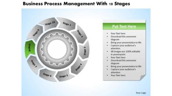 Process Management With 10 Stages Putting Business Plan Together PowerPoint Slides