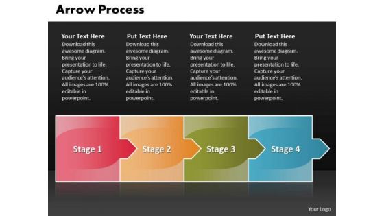 Process Ppt Template Arrow 4 Stages Business Management PowerPoint 1 Design