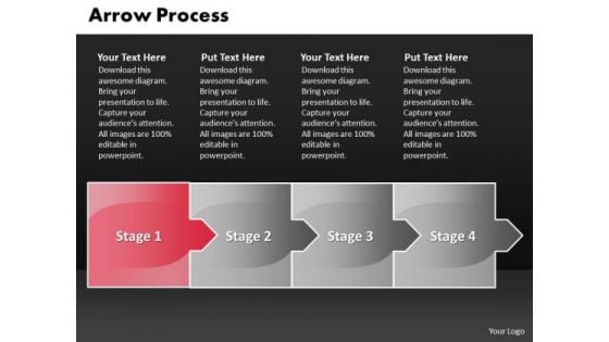 Process Ppt Template Arrow 4 Stages Business Management PowerPoint 2 Design