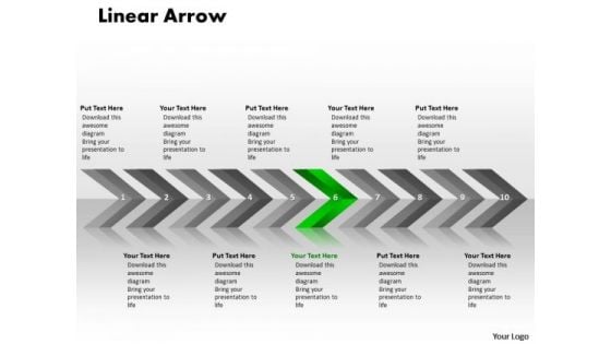 Process Ppt Template Linear Arrows 10 Stages Operations Management PowerPoint 7 Design