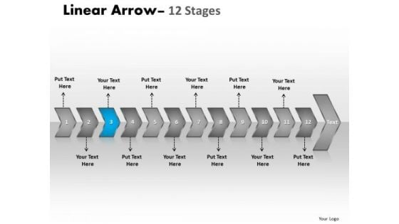 Process Ppt Template Seriate Representation Of 12 Shapes Arrows PowerPoint 4 Design