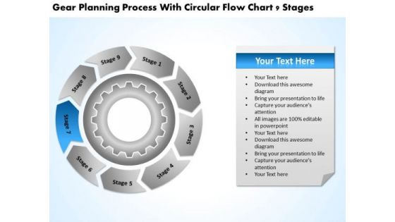 Process With Circular Flow Chart 9 Stages Business Plan Layout Template PowerPoint Slides