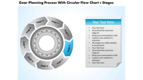 Process With Circular Flow Chart 9 Stages Short Business Plan Example PowerPoint Slides