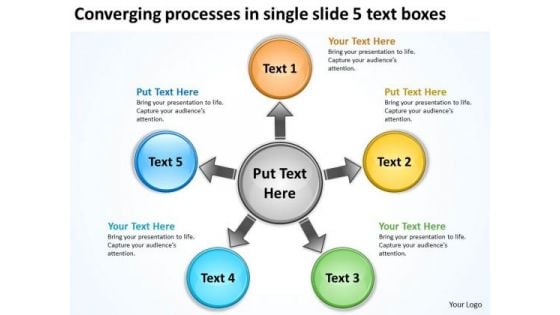 Processes In Single Slide 5 Text Boxes Arrows Diagram Software PowerPoint Templates