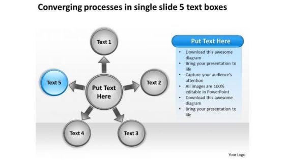 Processes In Single Slide 5 Text Boxes Chart Circular Flow PowerPoint Templates