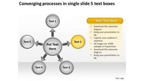 Processes In Single Slide 5 Text Boxes Circular Flow PowerPoint Templates