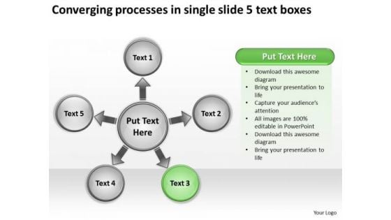 Processes In Single Slide 5 Text Boxes Cycle Circular Flow PowerPoint Templates