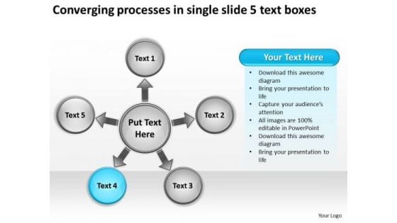 Processes In Single Slide 5 Text Boxes Ppt Circular Flow PowerPoint Templates