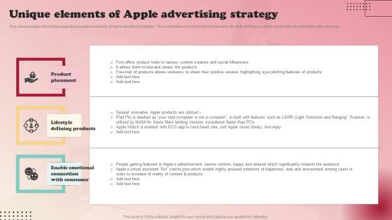 Product Branding Strategy Of Apple Unique Elements Of Apple Advertising Demonstration Pdf