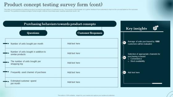 Product Concept Testing Survey Form Comprehensive Guide To Product Lifecycle Professional Pdf
