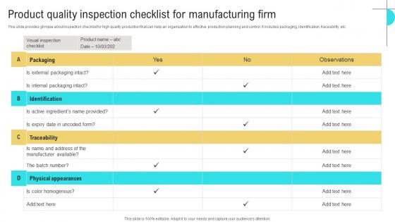 Product Quality Inspection Business Performance Optimization New Operations Strategy Demonstration Pdf