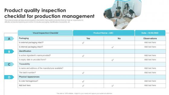 Product Quality Inspection Checklist Streamlining Production Operational Elements PDF