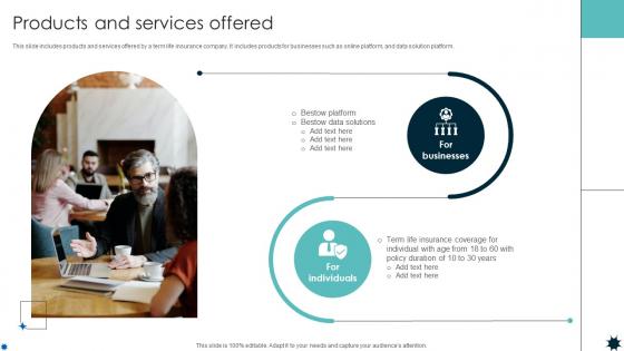 Products And Services Offered Life Coverage Platform Pitch Deck Products And Services Offered Life Coverage Platform Pitch Deck