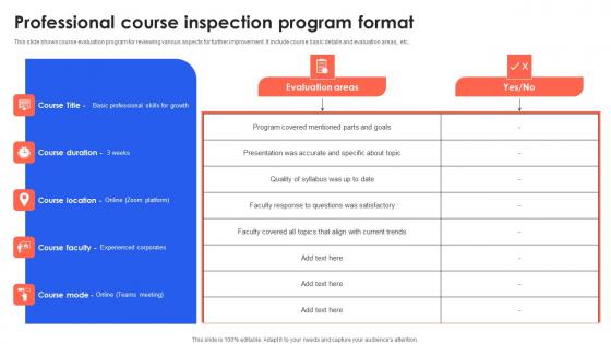 Professional Course Inspection Program Format Background Pdf