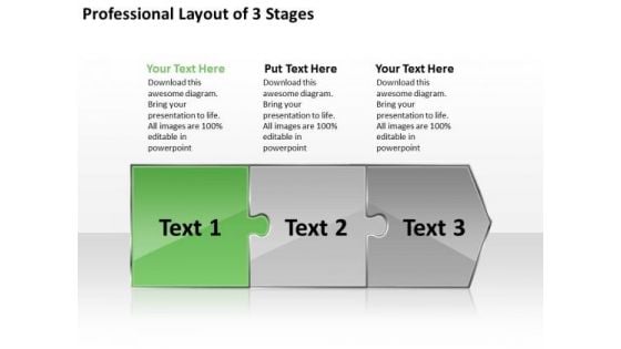 Professional Layout 3 Stages Slides Flow Chart PowerPoint