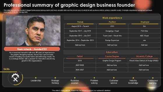 Professional Summary Of Graphic Sample Pentagram Business Plan PPT Template BP SS V Professional Summary Of Graphic Sample Pentagram Business Plan PPT Template BP SS V