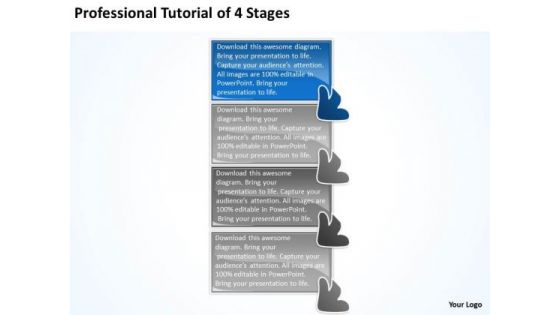 Professional Tutorial 4 Stages Design Process Flow Chart PowerPoint Slides