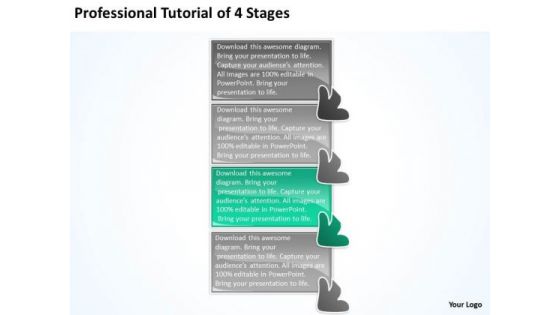 Professional Tutorial 4 Stages Operation Flow Chart PowerPoint Templates