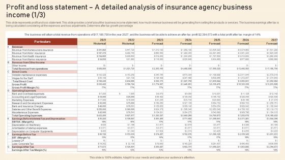 Profit And Loss Statement A Detailed Analysis Of Insurance Agency Assurant Insurance Agency Microsoft Pdf