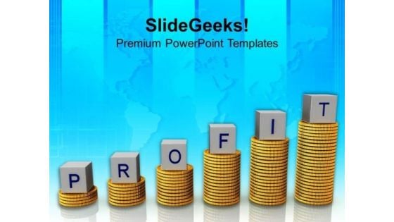 Profit On Stack Of Dollar Coins Business PowerPoint Templates Ppt Backgrounds For Slides 0113