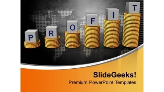 Profit On Stack Of Gold Coins Success Graph PowerPoint Templates Ppt Backgrounds For Slides 0213