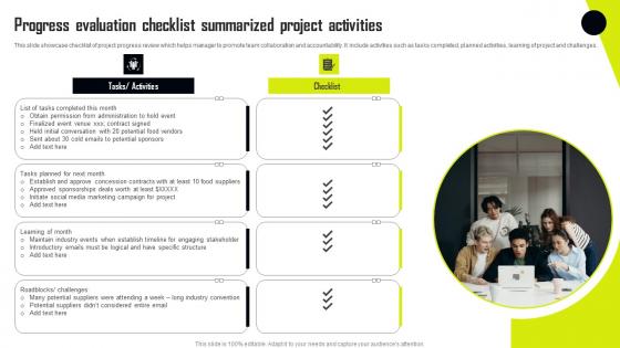 Progress Evaluation Checklist Summarized Project Activities Guidelines Pdf