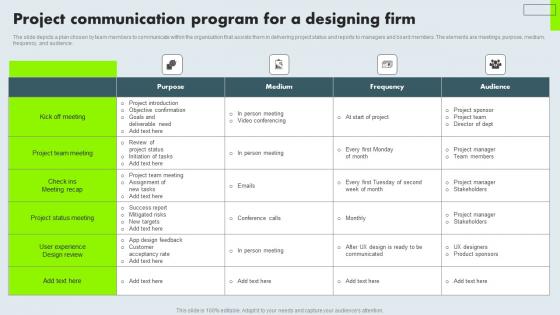 Project Communication Program For A Designing Firm Inspiration Pdf