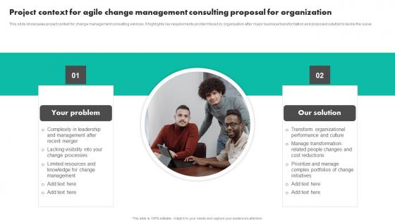 Project Context For Agile Change Management Consulting Proposal For Organization Icons PDF