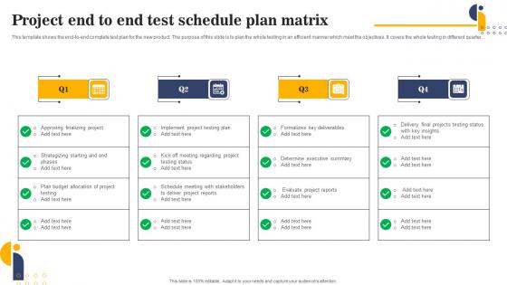 Project End To End Test Schedule Plan Matrix Portrait Pdf