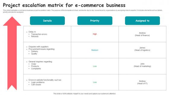 Project Escalation Matrix For E Commerce Business Elements pdf