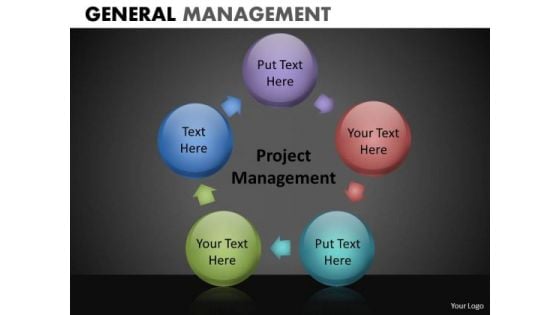 Project Management Circle Chart With Spherical Stages PowerPoint Slides Download