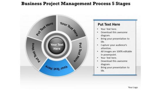 Project Management Process 5 Stages Business Plan Outline Template Free PowerPoint Slides