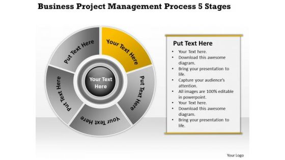 Project Management Process 5 Stages Business Plans For PowerPoint Templates