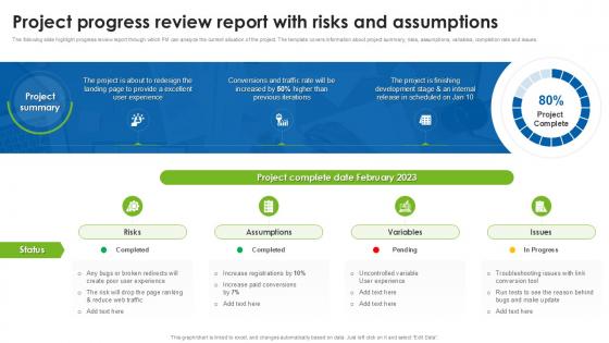 Project Progress Review Report With Risks And Assumptions Project Progress Review Report With Risks And Assumptions