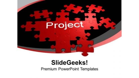 Project Red Puzzles Forming Solution PowerPoint Templates Ppt Backgrounds For Slides 0313