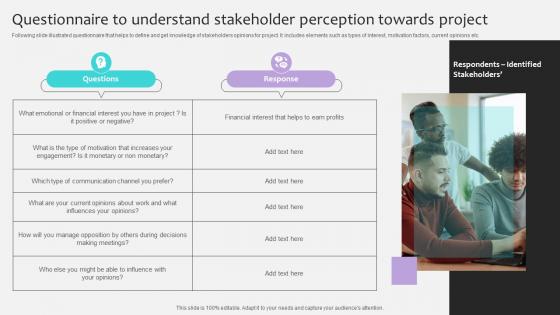 Project Stakeholders Management Questionnaire To Understand Ppt Slide