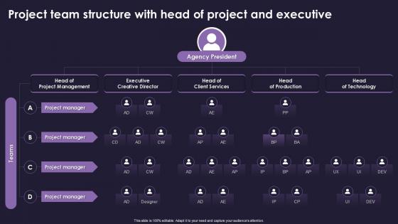 Project Team Structure With Head Of Project And Executive Creative Directors
