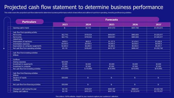 Projected Cash Flow Statement To Determine Business Jewelry Products Business Demonstration Pdf