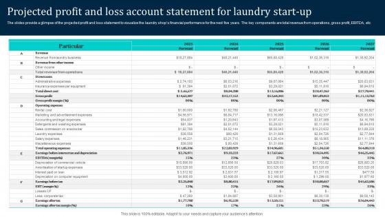 Projected Profit And Loss Account Statement For Laundromat Business Plan Go To Market Graphics Pdf