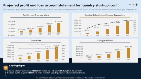 Projected Profit And Loss Account Statement On Demand Laundry Business Plan Summary Pdf