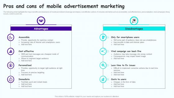 Pros And Cons Of Mobile Leveraging Mobile Marketing Strategies Topics Pdf