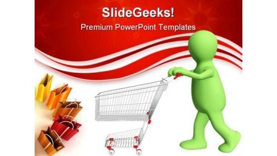 Puppet Going For Purchases Sales PowerPoint Templates And PowerPoint Backgrounds 0311