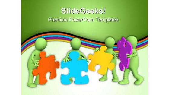 Puppets Holding Puzzles Business PowerPoint Templates And PowerPoint Backgrounds 0711 Puppets Holding Puzzles Business PowerPoint Templates And PowerPoint Backgrounds 0711
