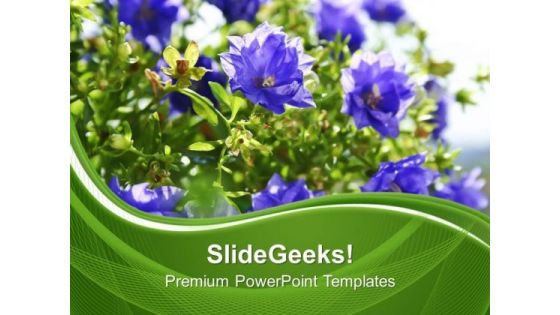 Purple Flowers With Green Background PowerPoint Templates Ppt Backgrounds For Slides 0613