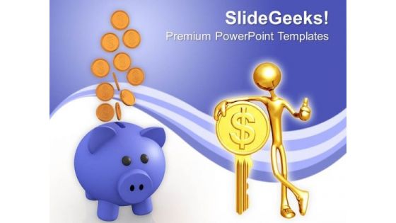 Purple Piggy Bank With Dollar Key Financial PowerPoint Templates Ppt Backgrounds For Slides 0213 Purple Piggy Bank With Dollar Key Financial PowerPoint Templates Ppt Backgrounds For Slides 0213